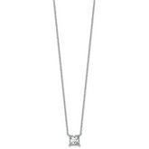 14k White Gold 2 1/2 carat Lab Grown Diamond VS/SI+ G+ Princess Complete Four Prong 18 inch Pendant Necklace